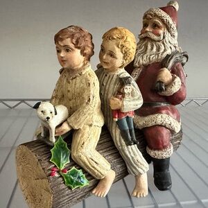 Santa and Boys Figurine